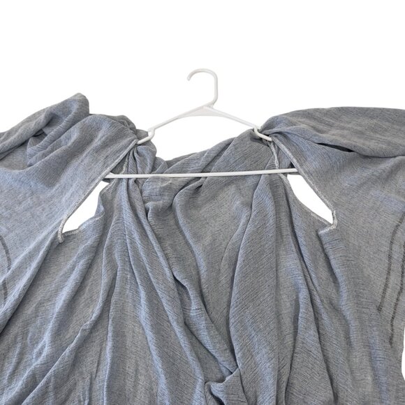 Zighili Blue/White Striped Lightweight Wrap/Shawl Vest One Size Fringe Edges - Picture 5 of 10